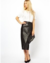 Urbancode Leather Mix Midi Skirt