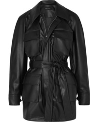 Low Classic Belted Faux Leather Jacket