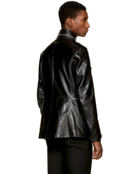 Alexander McQueen Black Leather Military Jacket