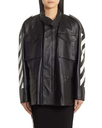 Off-White Diagonal Stripe Leather Field Jacket