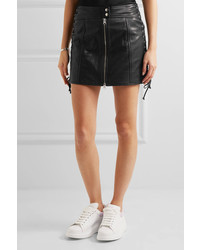 MCQ Alexander Ueen Lace Up Leather Mini Skirt Black