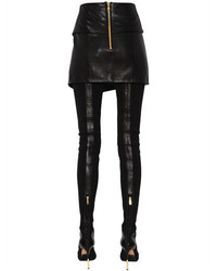 Balmain Asymmetric Nappa Leather Mini Skirt