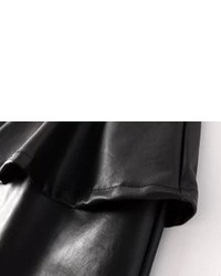 Black Elastic Waist Pu Peplum Skirt