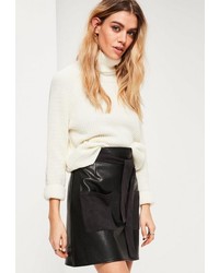 Missguided Black Faux Leather Pocket Detail A Line Mini Skirt