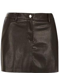 River Island Black Leather Look Mini Skirt