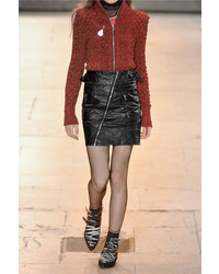 Isabel Marant Breezy Crinkled Faux Leather Mini Skirt Black