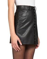 Saint Laurent Buttoned Leather Mini Skirt