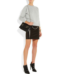 Saint Laurent Chain Trimmed Leather Mini Skirt