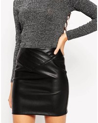 Asos Collection Leather Look Mini Skirt With 80s Waist