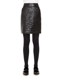 Akris Punto Croc Embossed Faux Patent Leather Skirt