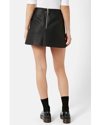 Topshop Curved Hem Faux Leather Miniskirt