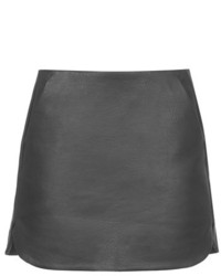 Topshop Curved Hem Faux Leather Miniskirt
