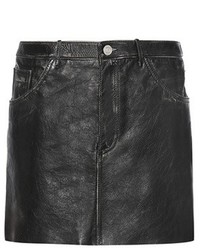 Saint Laurent Distressed Leather Miniskirt