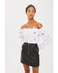 Topshop Double Buckle Zip Mini Skirt
