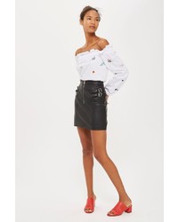Topshop Double Buckle Zip Mini Skirt