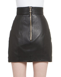 Balmain Draped Leather Mini Skirt