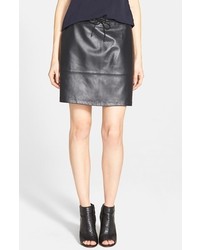French Connection Drawstring Leather Miniskirt