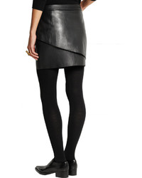 Maje Gaia Layered Leather Mini Skirt