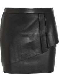 Maje Gaia Layered Leather Mini Skirt
