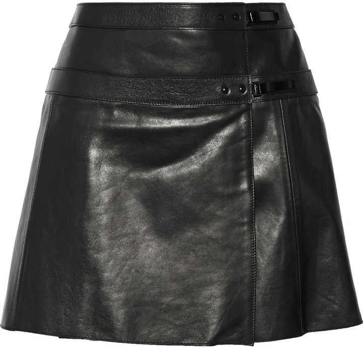 Belstaff Hampstead Leather Wrap Mini Skirt, $1,350 | theOutnet | Lookastic