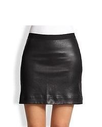 Helmut Lang Talc Suede Waist Leather Mini Skirt Black