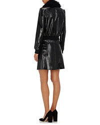 Lisa Perry Leather A Line Miniskirt Black