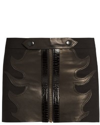Anthony Vaccarello Leather Flame Wool Mini Skirt