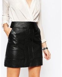 Warehouse Leather Look Paneled Mini Skirt