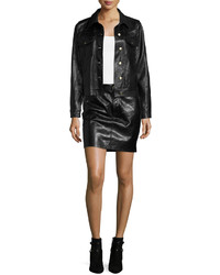 Frame Leather Mini Skirt Black