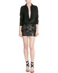 Anthony Vaccarello Leather Skirt