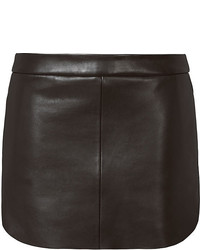 Michelle Mason Rounded Hem Black Leather Mini Skirt