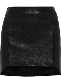 Michelle Mason Textured Leather Paneled Woven Mini Skirt