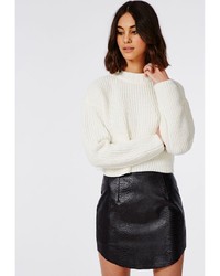 Missguided Hanah Snake Embossed Faux Leather Mini Skirt Black