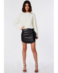 Missguided Hanah Snake Embossed Faux Leather Mini Skirt Black