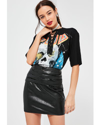 Missguided Petite Exclusice Black Faux Leather Mini Skirt