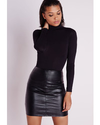 Missguided Petite Faux Leather Mini Skirt Black
