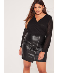 Plus Size Zip Faux Leather Mini Skirt Black, $36 | | Lookastic