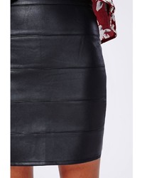 Missguided Reena Bandage Faux Leather Mini Skirt Black