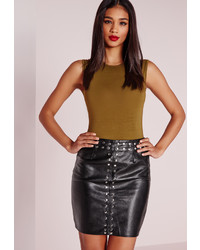 Missguided Stud Detail Faux Leather Mini Skirt Black