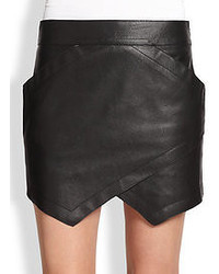 BCBGMAXAZRIA Owen Asymmetrical Paneled Faux Leather Skirt