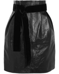 Philosophy Di Lorenzo Serafini Glossed Textured Leather Mini Skirt Black