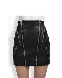 Saint Laurent Leather Zipper Detail Skirt Black