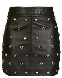 Topshop Stud Grommet Leather Miniskirt