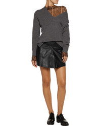 Alexander Wang T By Pleated Leather Mini Skirt