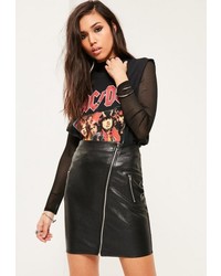 Missguided Tall Black Faux Leather Mini Skirt