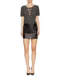The Kooples Leather Zip Front Mini Skirt