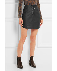 Topshop Unique Swinton Textured Leather Mini Skirt Black