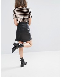 Monki Utility Faux Leather Mini Skirt