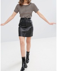 Monki Utility Faux Leather Mini Skirt