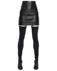 Versace Nappa Leather Skirt With Quilted Hem